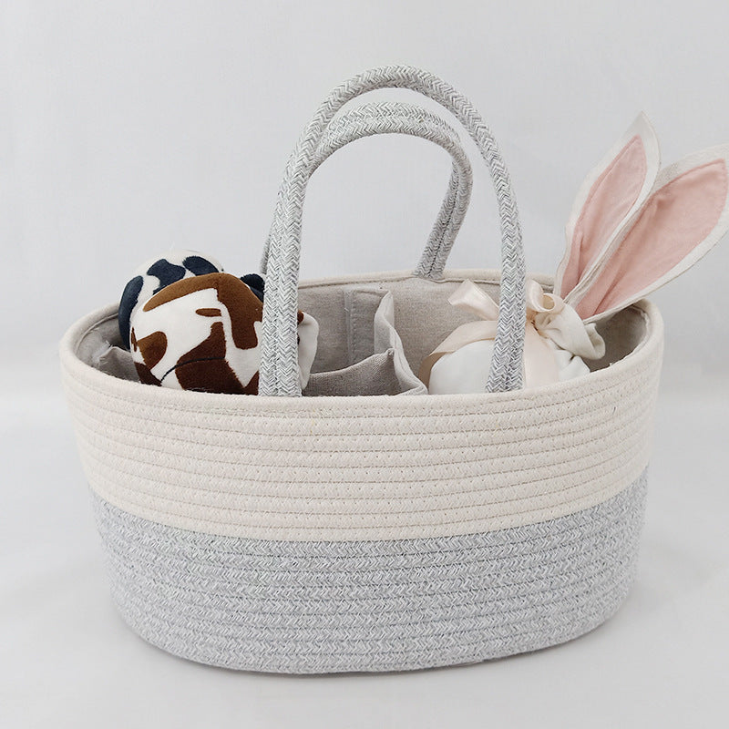 Baby Changing Basket – Large Cotton Rope Diaper Organizer | Tiny and Thrives