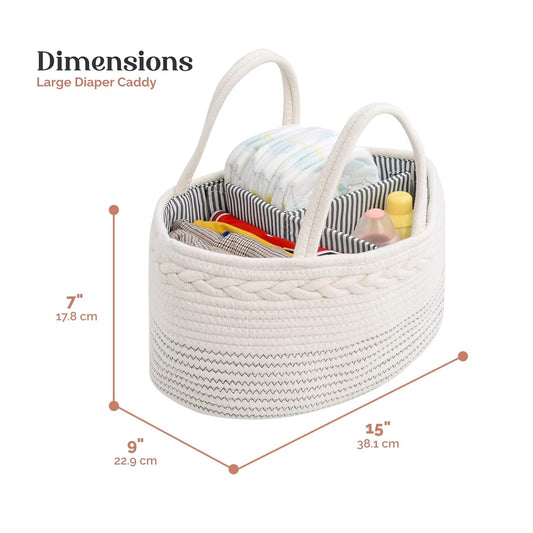 Baby Changing Basket – Large Cotton Rope Diaper Organizer | Tiny and Thrives