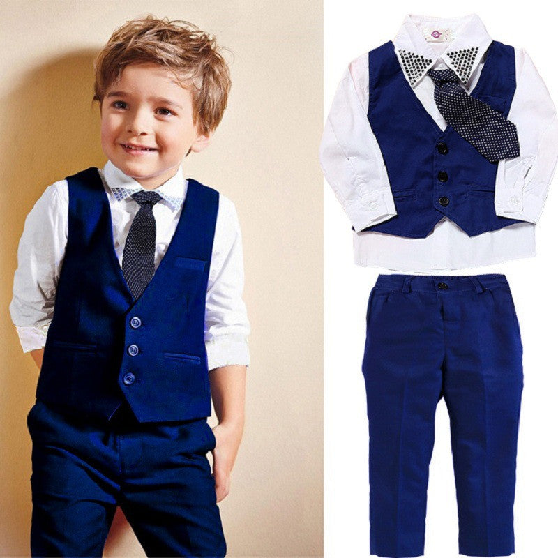 Boys Gentleman Suit Set Vest Outfit Spring Fall | Tiny and Thrives