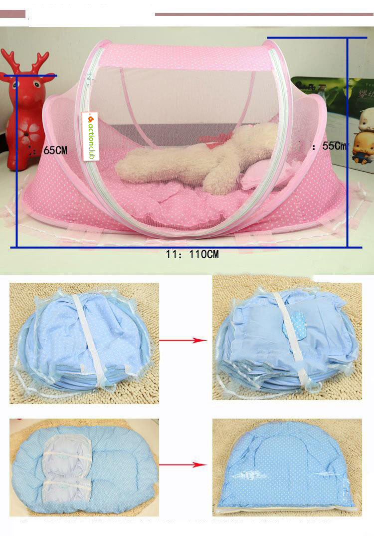 Baby Mosquito Net Bed with Mattress & Pillow – Foldable | Tiny and Thrives