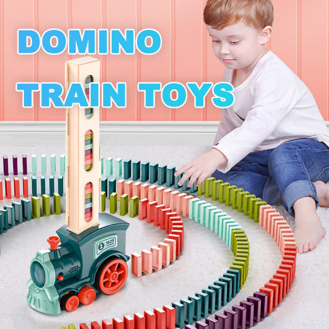 Domino Train Toy with Automatic Release Building Blocks | Tiny and Thrives