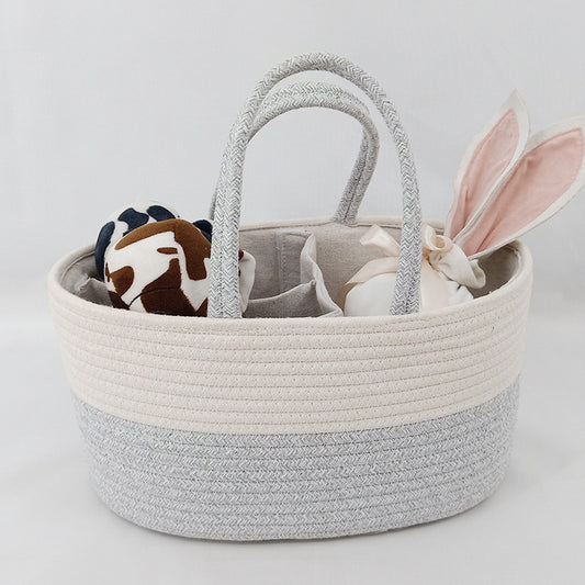 Baby Changing Basket – Large Cotton Rope Diaper Organizer | Tiny and Thrives